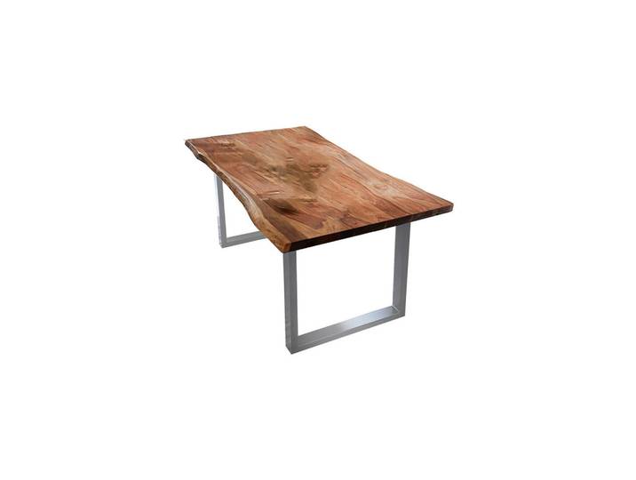 Kawola Esstisch Lore Holz Akazie, Nussbaumfarben, Metall, Echtholz,Akazie, Rechteckig, 200x78x100 cm, Esszimmer, Esstische