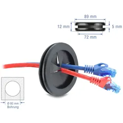 DELOCK Gummi Kabeldurchführung rund 80 mm Durchm. Schwarz