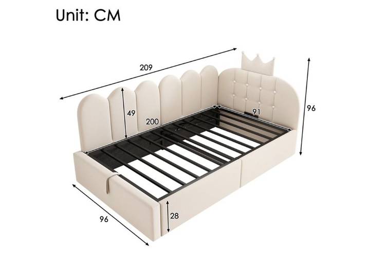 Lit rembourré lit banquette 90x200 cm Beige Sans matelas Lit canapé-lit banquette avec espace de rangement (hydraulique)