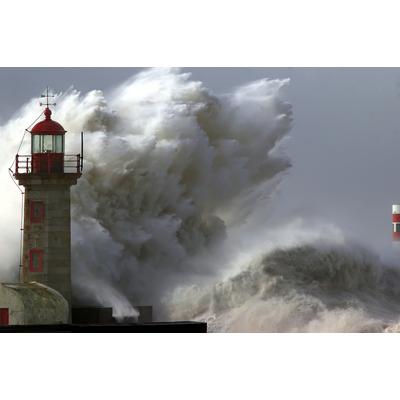 Fototapete PAPERMOON "Lighthouse in Storm", bunt, B:3,5m L:2,6m, Vlies, Tapeten