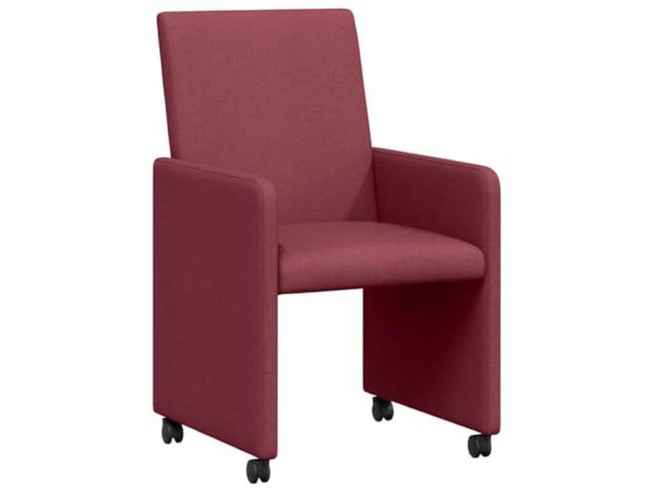 POUFGDR Esszimmerstühle mit Rollen, 2 Stück, Stoff, Bordeaux Polsterstoff, Sperrholz und Metall, Rollen, schmale Armlehnen, ergonomisches Design, häufiger Gebrauch