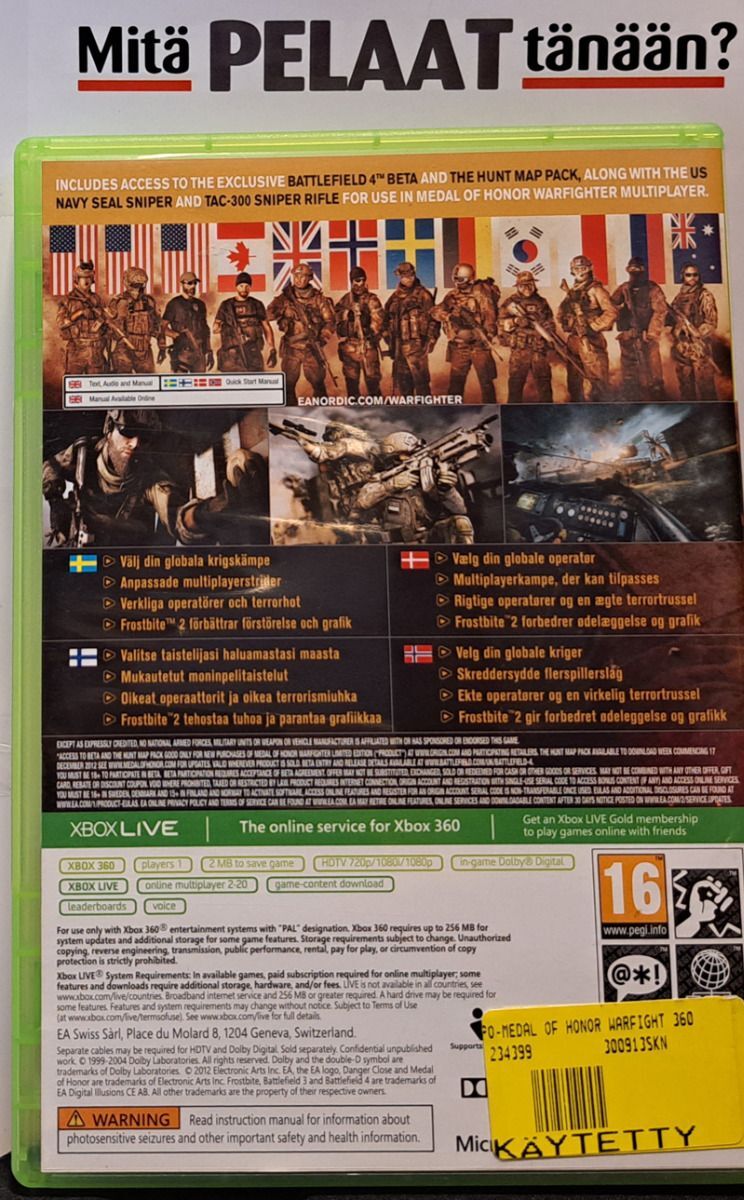 Microsoft Medal of Honor: Warfighter Xbox 360 (Käytetty)