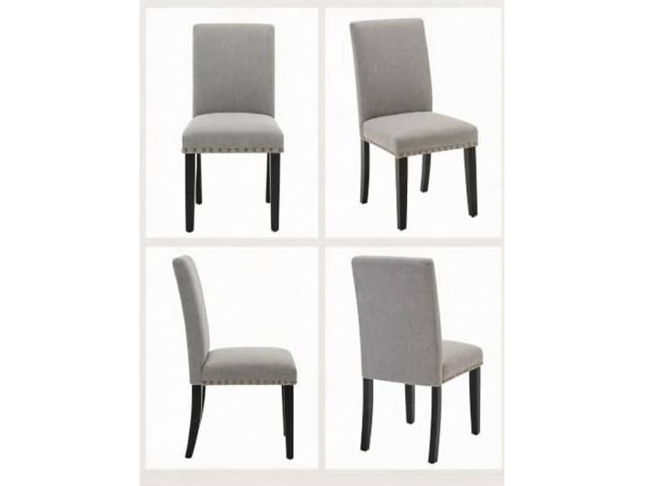 Koioplie 2er-Set Esszimmerstühle mit Leinenbezug, gepolstert, Holzbeine, Grau