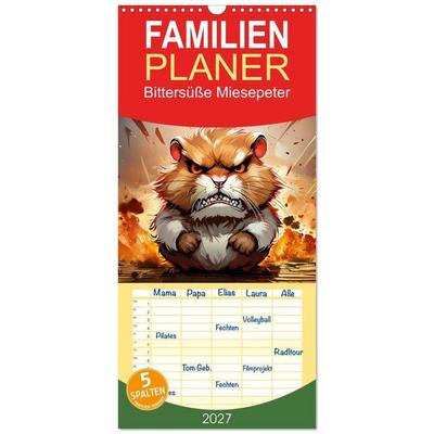 Familienplaner 2027 - Bittersüße Miesepeter mit 5 Spalten (Wandkalender, 21 x 45 cm) CALVENDO