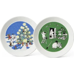 Arabia Finland Teller 19 cm Mumins Drawing & Christmas 2 St.