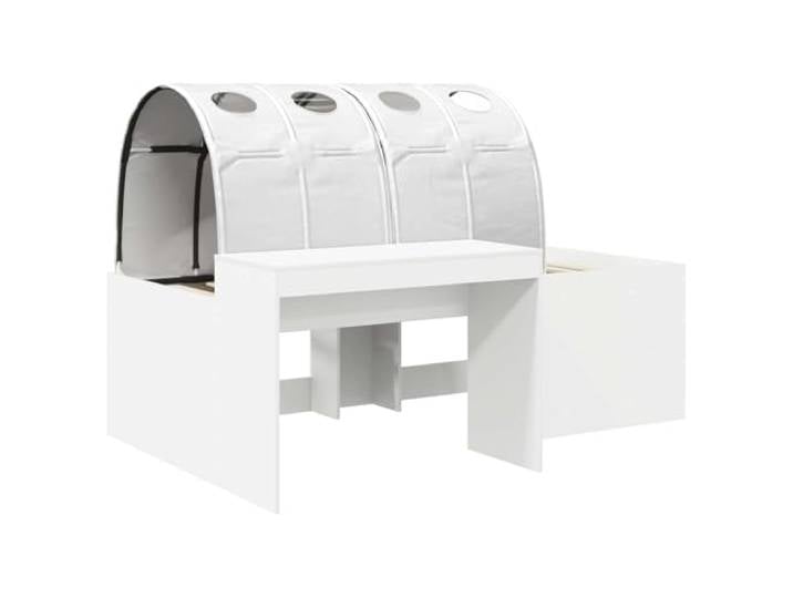 SKTQYQO Bett mit 3 Teilen Eiche Handwerk Weiß Technisches Holz, Details aus Mikrofaser, Lattenrost, modernes Design
