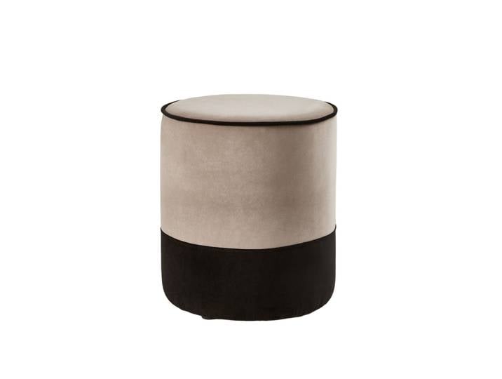 Pouf en velours bicolore marron ø35xh42 cm