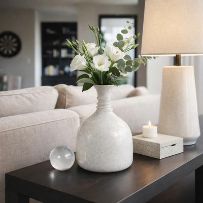 Sagebrook Home Decorative Jar - White Glass with Selenite Stopper