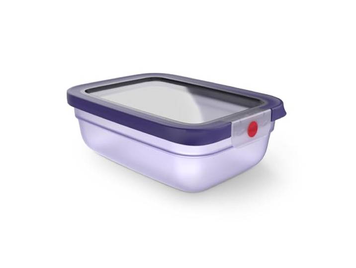 EMSA oneClick Frischhaltedose, verschlossen mit nur 1 x Klick, Lebensmittel 2 x länger frisch, 100% dicht, Made in Germany, 1,2L, gefrier-, mikrowellen- und spülmaschinengeeignet, violett, N1210900