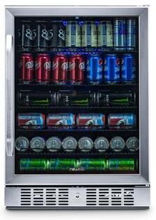 "Newair 24"" Built-in 177 Can Beverage Fridge in Stainless Steel with Precision Temperature Controls, Adjustable Shelves,"