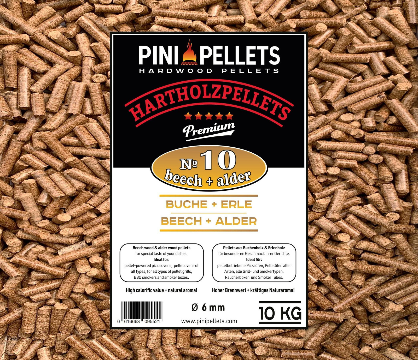 Grillpellets nr. 10 mengsel van beukenhout en sparrenhout, 10 kg