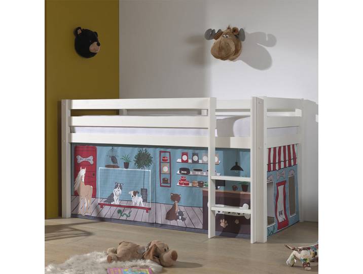 Lit Mi-Hauteur 90x200 sommier inclus housse Pet Shop Vipack Pino Blanc