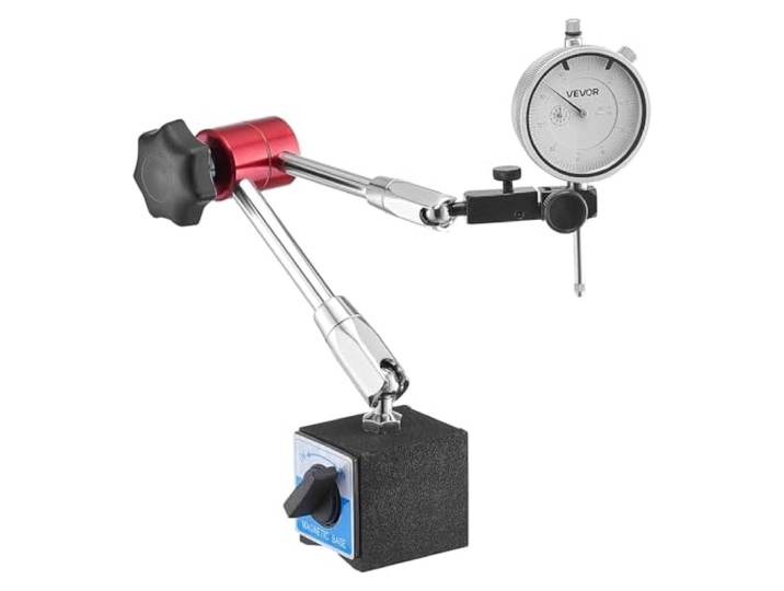 VEVOR Indicateur de test à cadran avec support magnétique flexible\, comparateur à cadran\, précision de 0\,03 mm\, plage de mesure de 0 à 25\,4 mm\, bras long réglable\, pour configuration de la machine