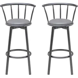 Barhocker-Set Fabio Grau Lederlook Gepolstert