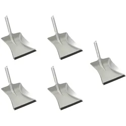 5X Kehrblech Silber Verzinkt mit Gummilippe für feinen Staub - Kehrschaufel Metall Kehrblech zum Aufkehren Kohleschaufel Handkehrset Kehrblechset Kehrschaufel - Camping Feger und Kehrblech
