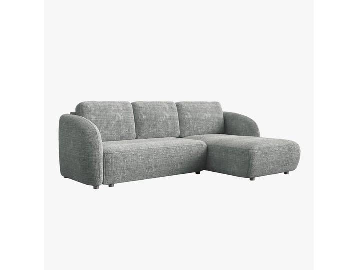 Canapé d'angle convertible avec coffre en tissu gris - angle droit