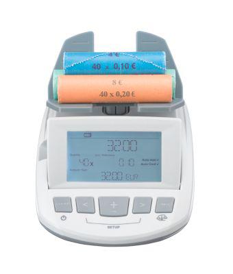 Geldwaage ratiotec® RS 1000, für Münzen & Banknoten, EUR/GBP/CHF, Additions- & Druckfunktion, USB, L 190 x B 129 x H 108 mm, grau