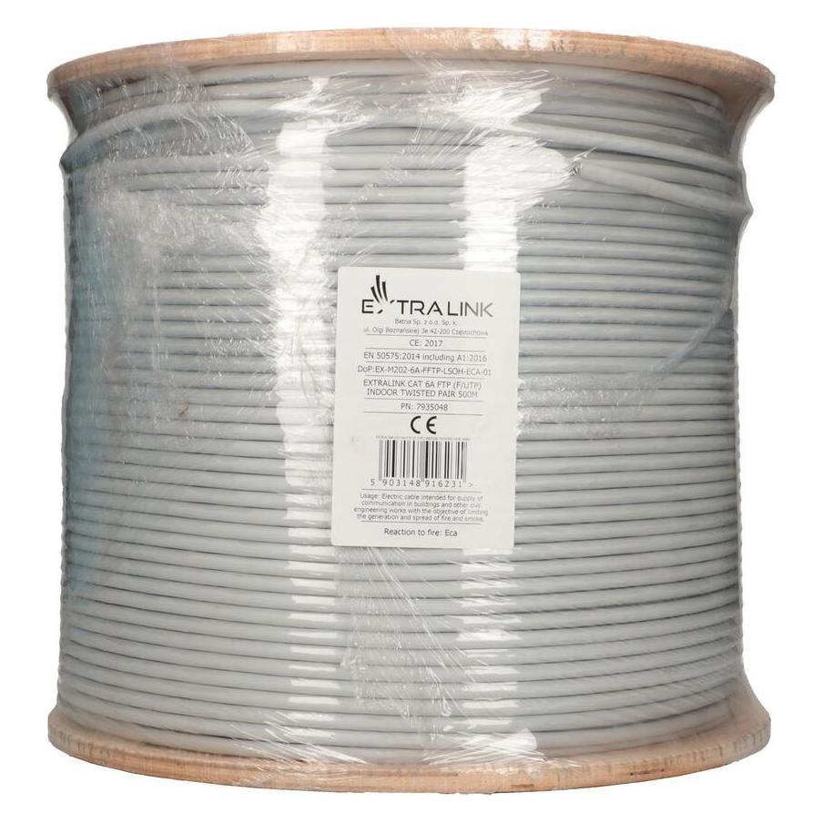 Extralink CAT6A FTP network cable indoor 500m LSZH (F/FTP, CAT6a, 500 m) (EX.16231)