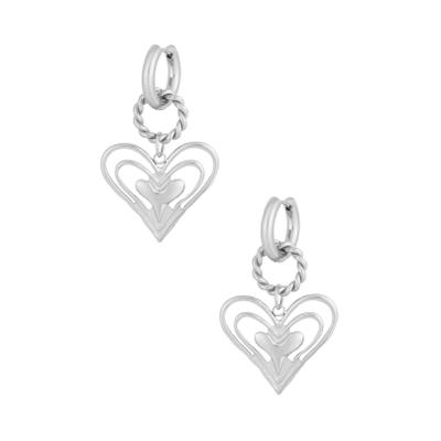 Paar Ohrhänger ADELIA´S "Ohrringe Ohrhänger mit Herzanhänger aus Edelstahl", Damen, Gr. Damen, silberfarben, Ohrringe, Modeschmuck mit beweglichem Herzanhänger, trendig