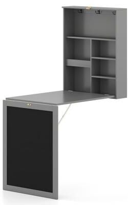 Costway Convertible Wall Mounted Table with A Chalkboard-Gray