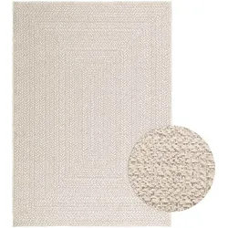 vidaXL Teppich ZIZUR Creme 120x170 cm Jute-Optik Indoor und Outdoor