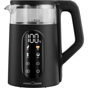 Proficook Wasserkocher PC-WK 1328 G, schwarz, 1,7 Liter, 2200 Watt, mit Glasgehäuse