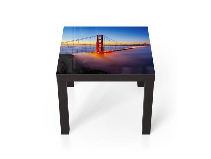 DEQORI Couchtisch 'Brücke im Nebelmorgen', Glas Beistelltisch Glastisch modern