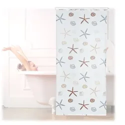 Relaxdays Duschrollo OCEAN Weiß,Braun,Hellblau
