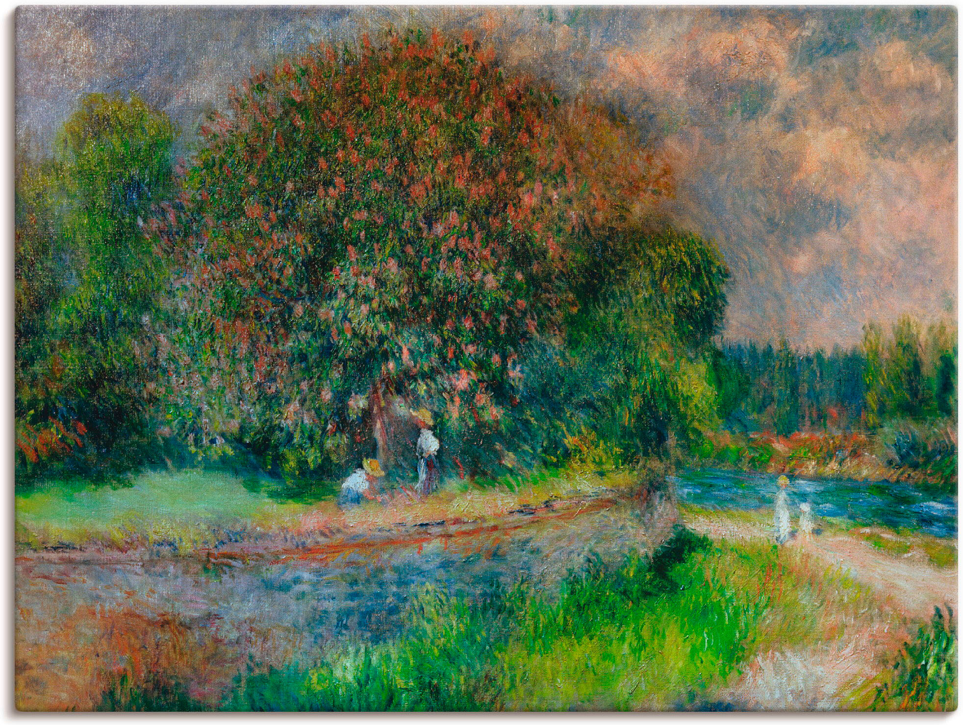 Leinwandbild ARTLAND "Blühender Kastanienbaum", grün (farbe bild(er): grün), B:80cm H:60cm, Bilder, Leinwandbild, auf Holzrahmen gespannt farbe bild(er): grün B/H/T: 80cm x 60cm, Leinwandbild Wiesen & Bäume Querformat, 1 Stk.