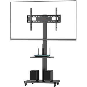 myWall TV-Ständer HP108L, Ablage & Rollen, schwarz, Metall, Tschwenkbar, höhenverstellbar, bis 40 kg, für 37-75 Zoll
