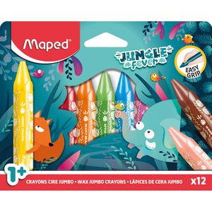 Maped Wachsmalstifte Jungle Fever Jumbo 861400, für Kleinkinder, 12 Stück