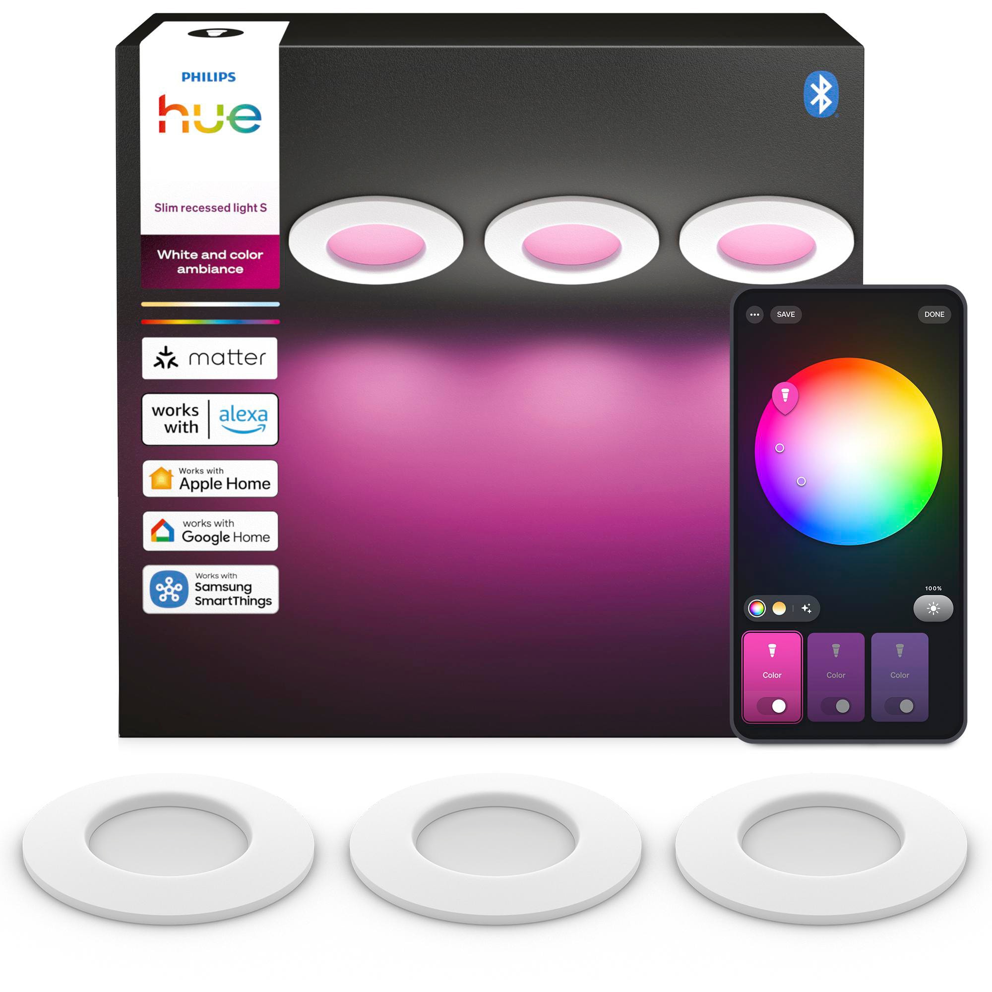Philips Hue Slim Downlight LED Einbauleuchte 3er Pack weiß 8721103109170