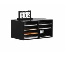 Relaxdays Dokumentenablage Bambus 8 Fächer Schwarz