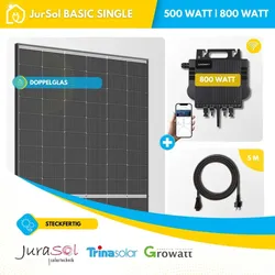 Balkonkraftwerk 500 Watt Doppelglas Solarmodul Growatt NEO - JurSol BASIC STARTER XXL