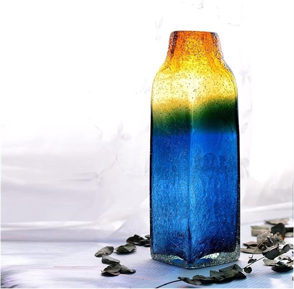 Handgemaakte gekleurde glazen vaas voor woondecoratie, Maat L, Multicolor