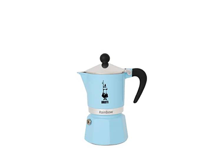 Bialetti 5042 Rainbow Koffiezetapparaat, Aluminium, 3 Kopjes, Lichtblauw