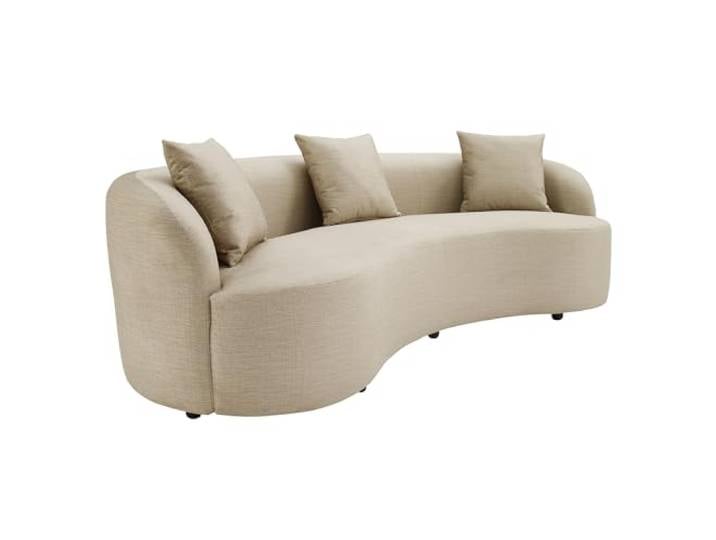 Riess Ambiente Modernes Sofa Atelier - 230cm - beige - Samt 3-Sitzer Couch inkl. Kissen abgerundetes Design