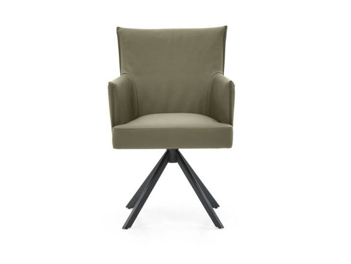 Musterring Nilan Armlehnstuhl in Leder – optional mit Drehfunktion - Leder Tendens jade - Stativgestell Metall anthrazit pulverbeschichtet - Drehfunktion Drehfunktion Modern