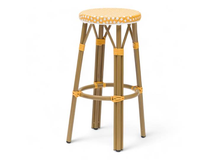 Tabouret de bar RIVOLI - Jaune et Blanc