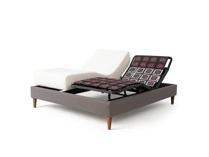 Pack Lit Électrique Matelas 160x200 - Gris - Sommier relaxation+Contour lit Simili cuir+Matelas