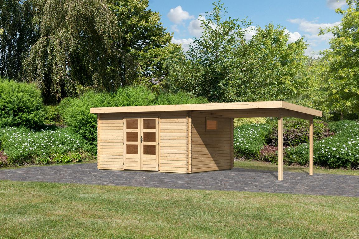 KARIBUHOLZT BH Trittau 5 natur 372x282x217 im Set mit AD 3,3 m 10004348
