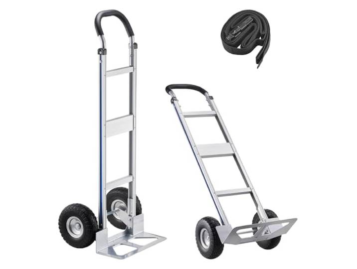 VEVOR Diable Déménagement Capacité de Charge 226\,9 kg Diable Robuste Portable en Alliage Aluminium avec Roues\, Poignée Antidérapante\, Sangle d'Arrimage\, pour Manutention Domicile Bureau Entrepôt