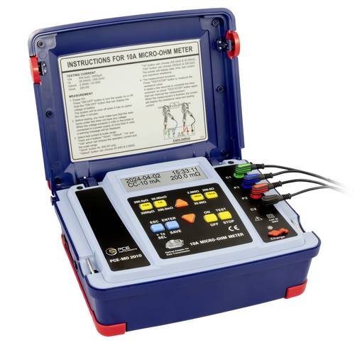 PCE Instruments Ohmmeter PCE-MO 2010 4-Leiter-Messmethode |0 µΩ ... 200Ω |7 wählbare Messbereiche |LCD mit Beleuchtung