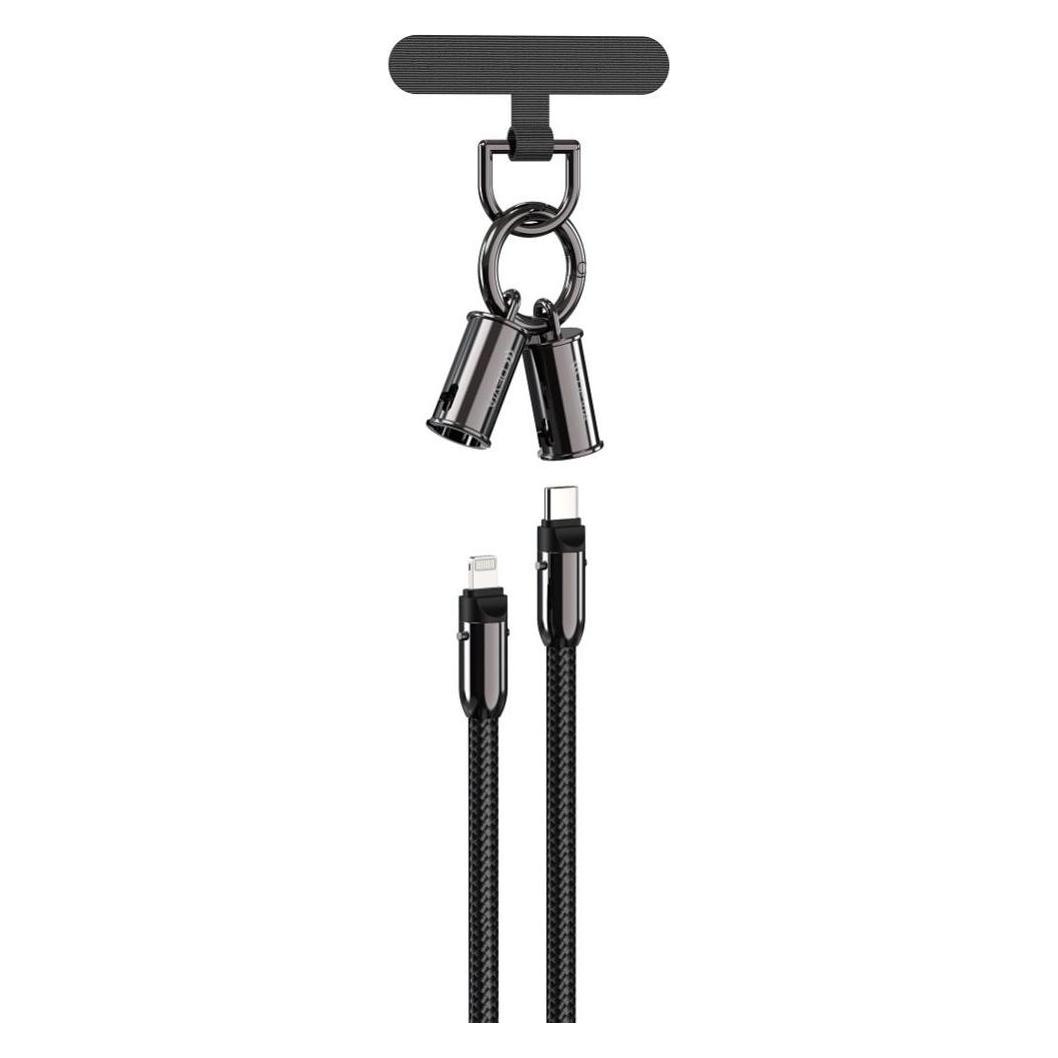 Devia Kabel Lanyard 2in1 PD USB-C - Lightning 1,2 m 27W schwarz (1.20 m, USB 3.2 Gen 1, 27 W) (DEVIA)