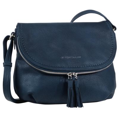 Umhängetasche TOM TAILOR "LARY", Damen, Gr. B/H/T: 29cm x 23cm x 7cm, blau (navy), Lederimitat, Taschen Umhängetasche, Crossbody Bag mit modischen Quasten am Zipper