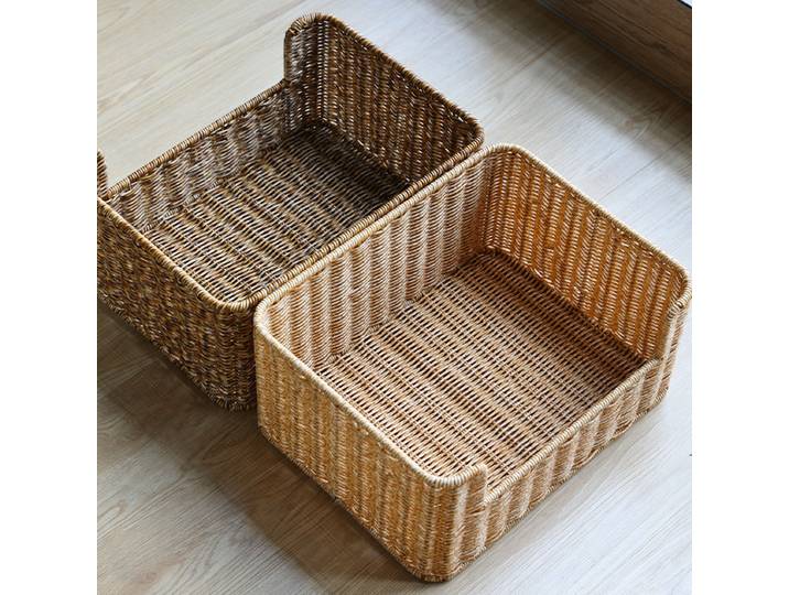 Panier à tiroirs en Imitation rotin, panier de rangement pour livres et documents, panier de tri pour armoire