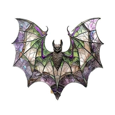Acryl-Fledermausfänger im Buntglas-Stil, Fensterdekoration zum Aufhängen, vielseitige Halloween-Dekoration