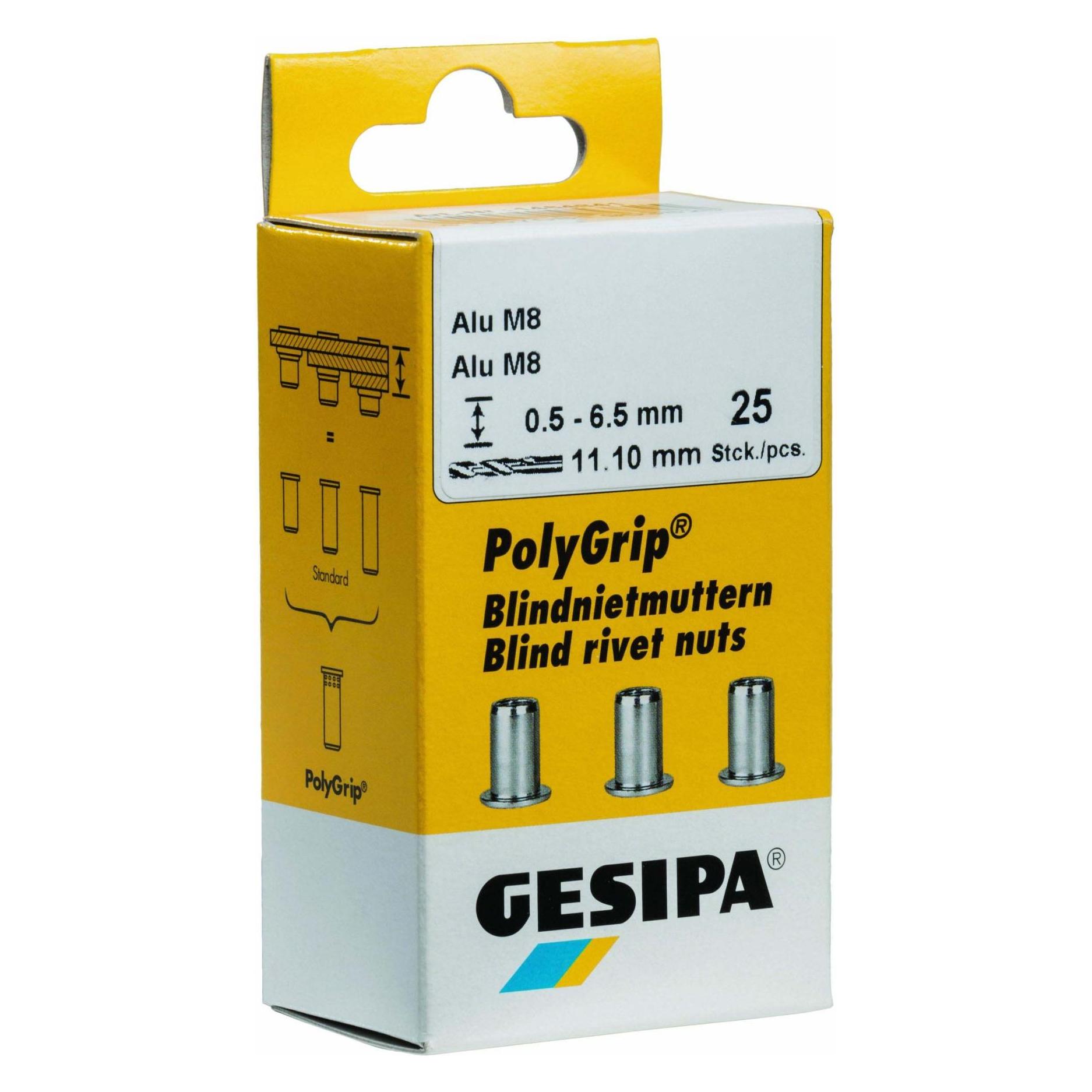 Gesipa Blindnietmutter PolyGrip Nietschaft dxl 7x13,5mm M5 VA A2 50 St. (1464888)