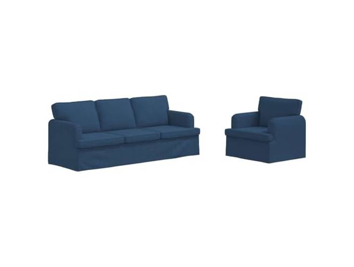 KUTYWEXFM Sofagarnitur 2-Teilig Blau Stoff 201x80x85 cm Modulares Ecksofa mit ergonomischen Schaumstoffkissen und abnehmbarem Bezug fuer Wohnzimmer und Schlafzimmer.