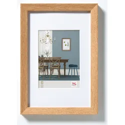 Walther Bilderrahmen Fiorito Holz mit Passepartout Kunstglas / Eiche Hell / 50 x...